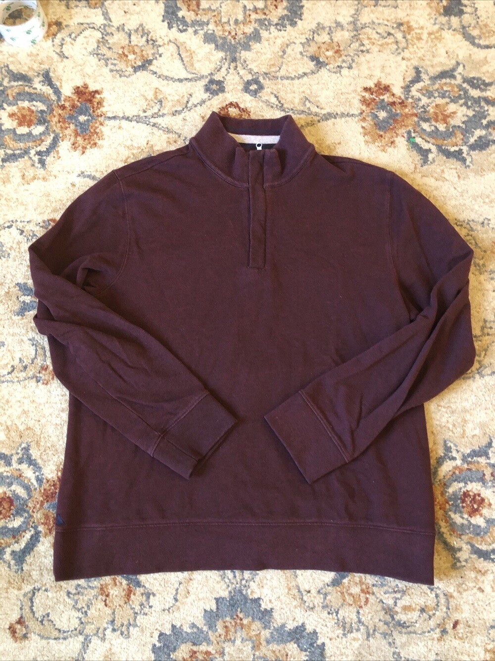 Untuckit Mens Size XL 1/4 Zip Sweater Maroon Long Sleeve